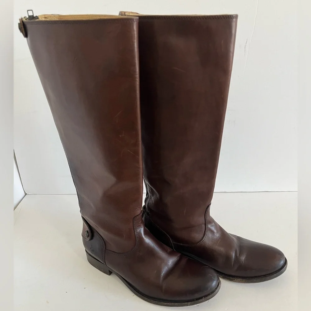 Frye Melissa Brown Leather Tall Riding Boots Size 7B